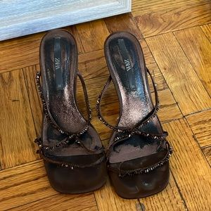 Zara brown kitten heels